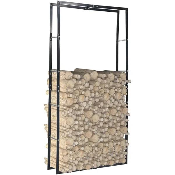 vidaXL Black Firewood Rack Steel - 100 x 25 x 200cm