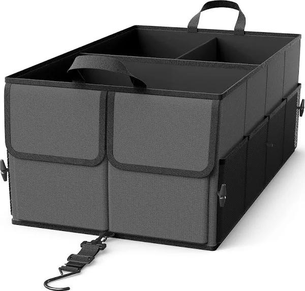 EPAuto Trunk Organizer Cargo Storage, 3-Compartment, Dark Grey