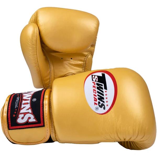 Twins Gold Velcro Boxing Gloves - 16oz