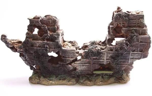 Aqua One - 2 Piece Shipwreck - Aquarium Ornament - Small (25x12.5cm)