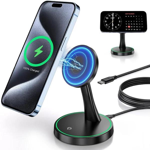 Magnetic Wireless Charger Stand 15W Fast Mag-Safe Charger for iPhone 15/15 Pro/15 Plus/15 Pro Max/14/13/12 Series Magnet Wireless Charging Station