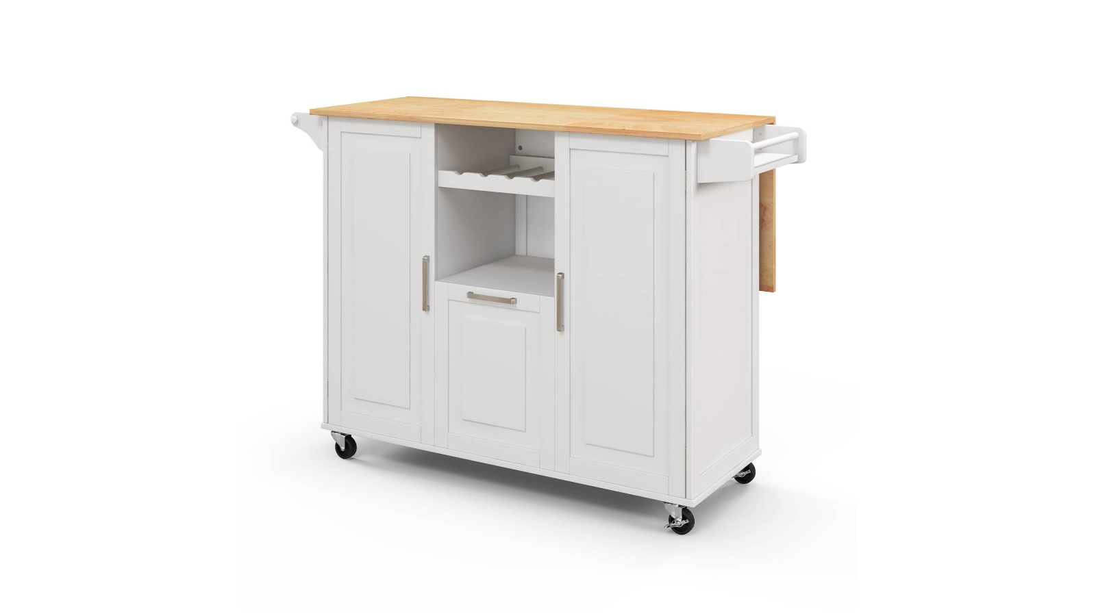 Costway Rolling Kitchen Island Cart with Drop-leaf Countertop for Dining Room-White