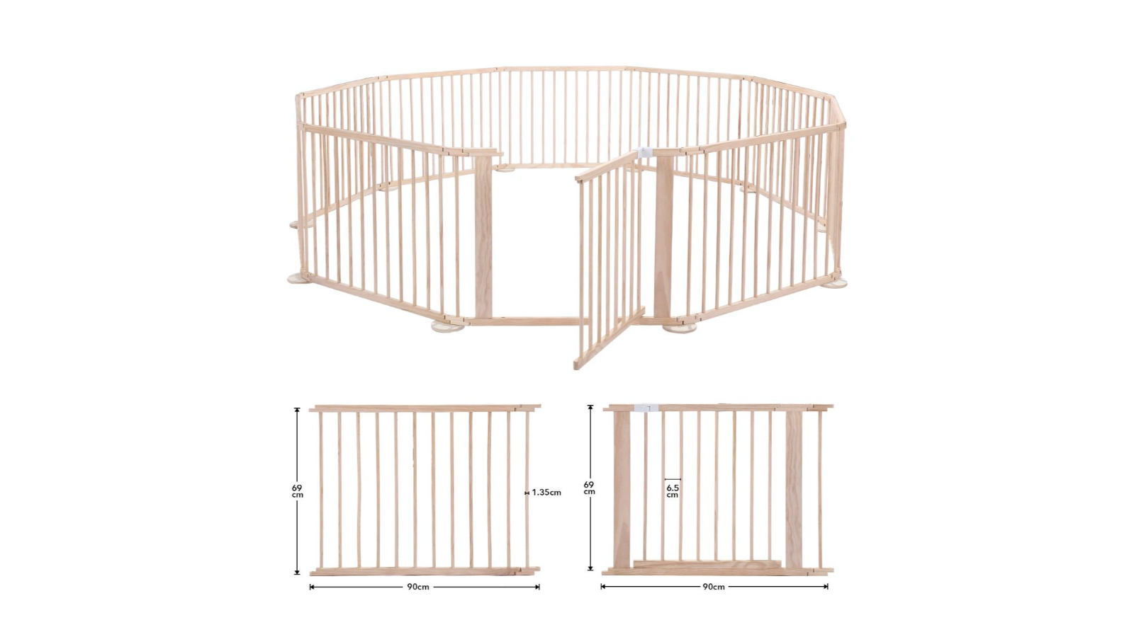 Kidbot Wooden Playpen Foldable Fence Kids Activity Centre Outdoor Playard 10 Panel