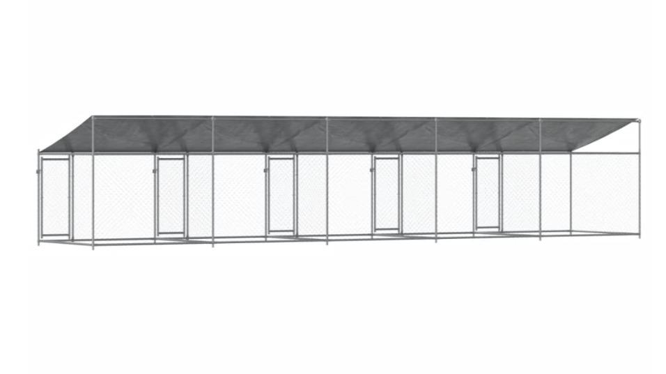 Dog Cage with Roof and Doors Grey 10x2x2 M Galvanised Steel vidaXL