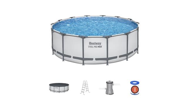 Bestway Swimming Pool 427x427x122cm Steel Frame Above Ground Pools Round Filter Pump Ladder