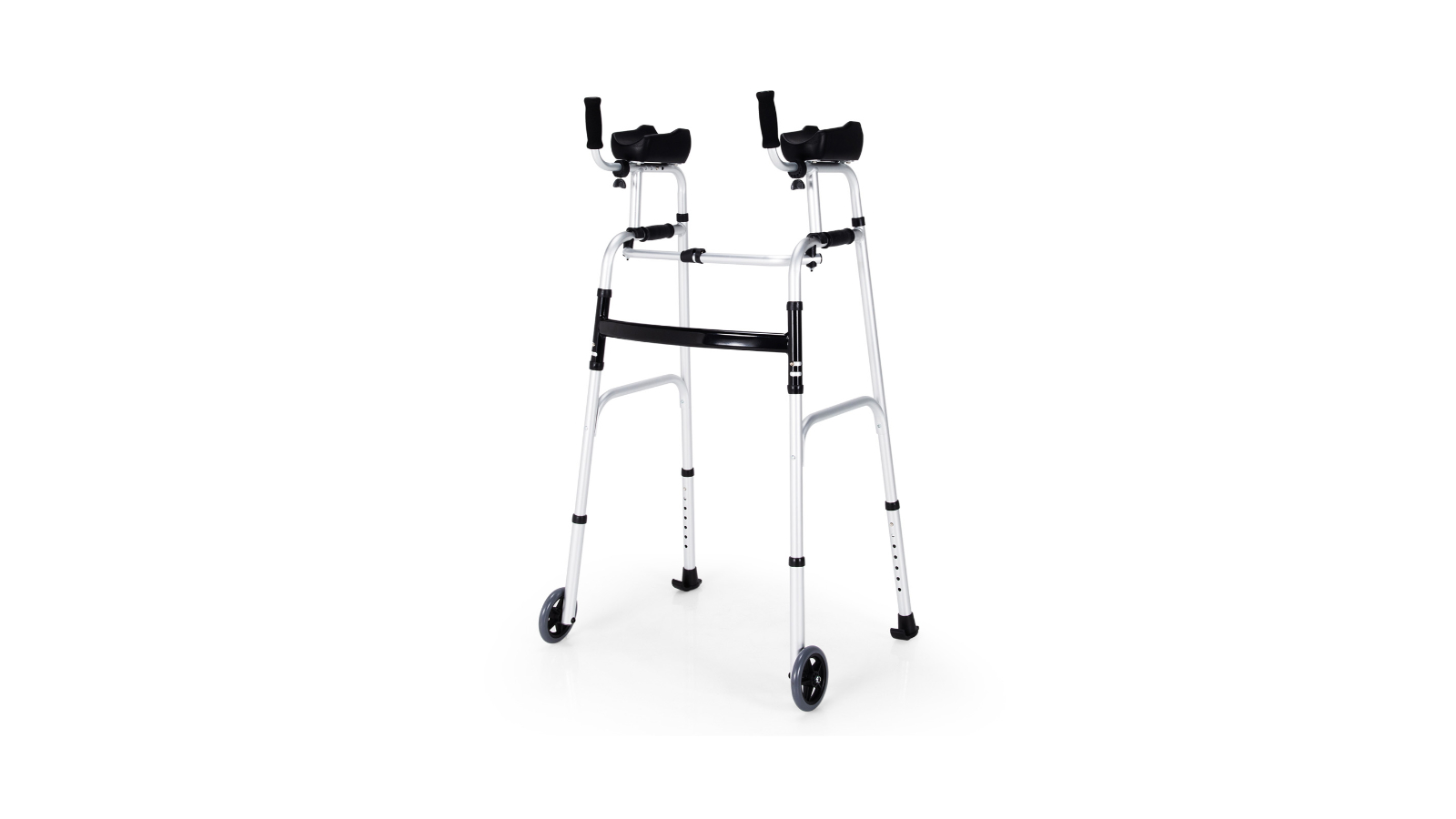 Costway Foldable Walking Frame Adjustable Mobility Rollator Walker Aids Elderly Seniors