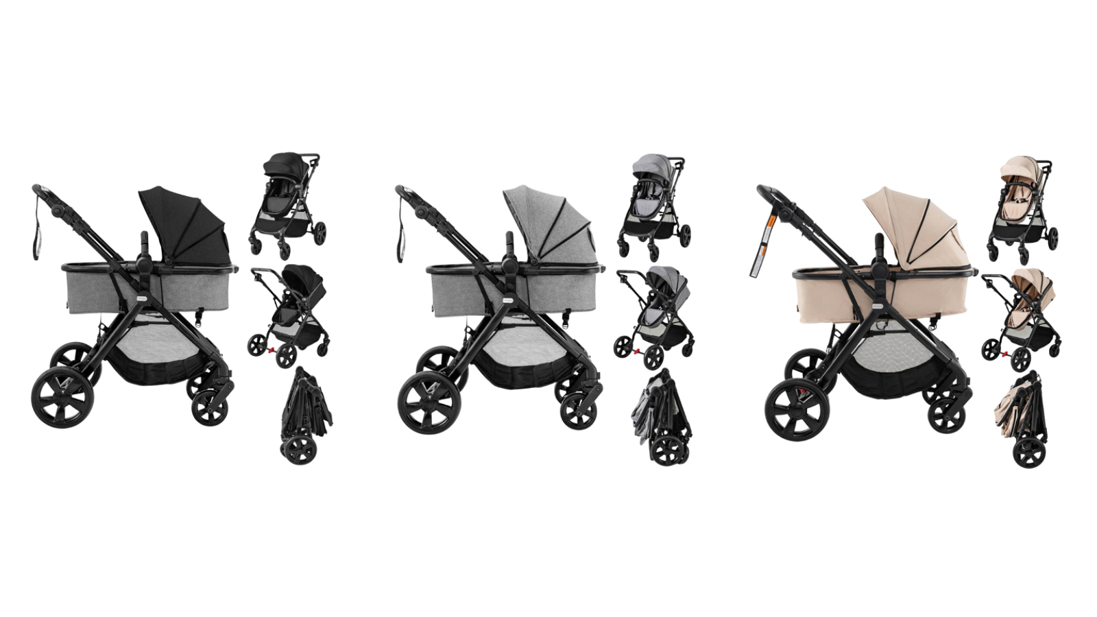 Costway 2 in 1 Convertible Kid Pram Portable Folding Stroller Lightweight Stroller w/Storage Bag Beige