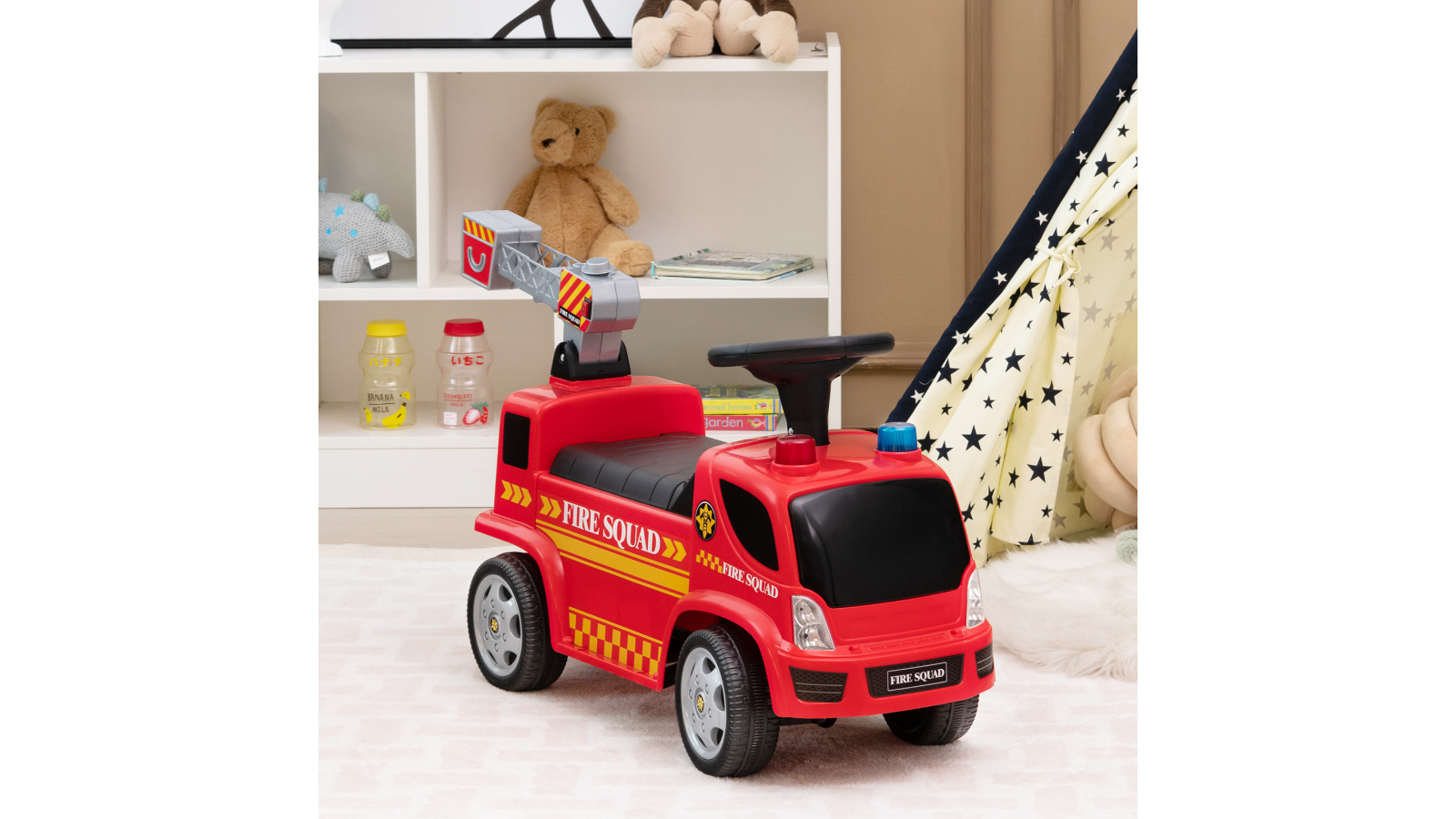 Costway Kids Ride-On Car Electric Fire Engine Truck Siren Sounds & Music Toddler Toy