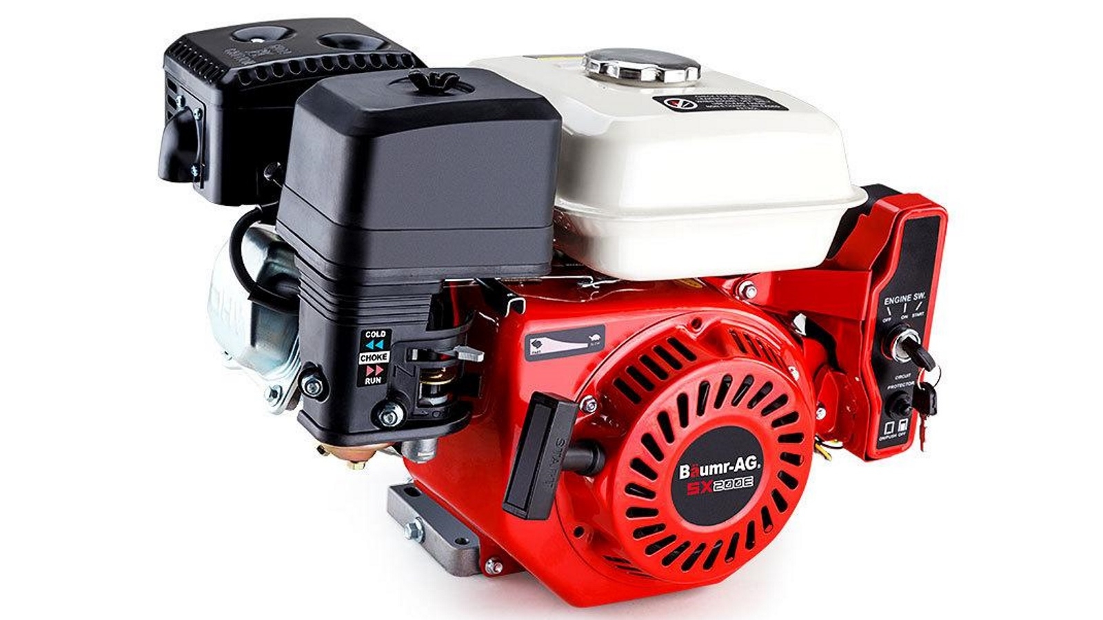 Baumr AG 6.5hp Petrol Engine Stationary Motor OHV Horizontal Shaft Electric Start Recoil
