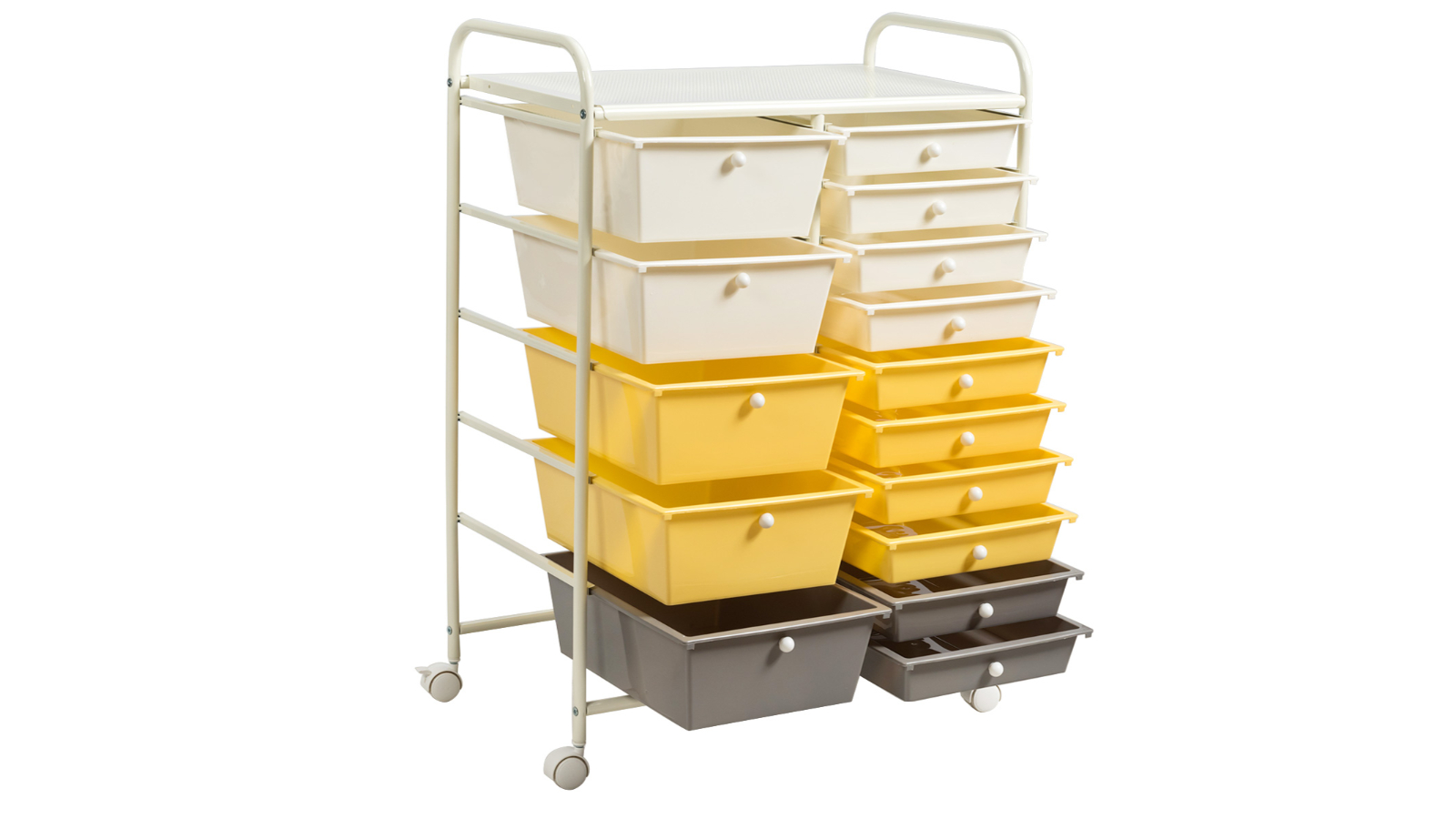 Costway 15 Drawers Storage Trolley, Office/Home Toolbox Filing Organizer, Kitchen Salon Garage,Yellow