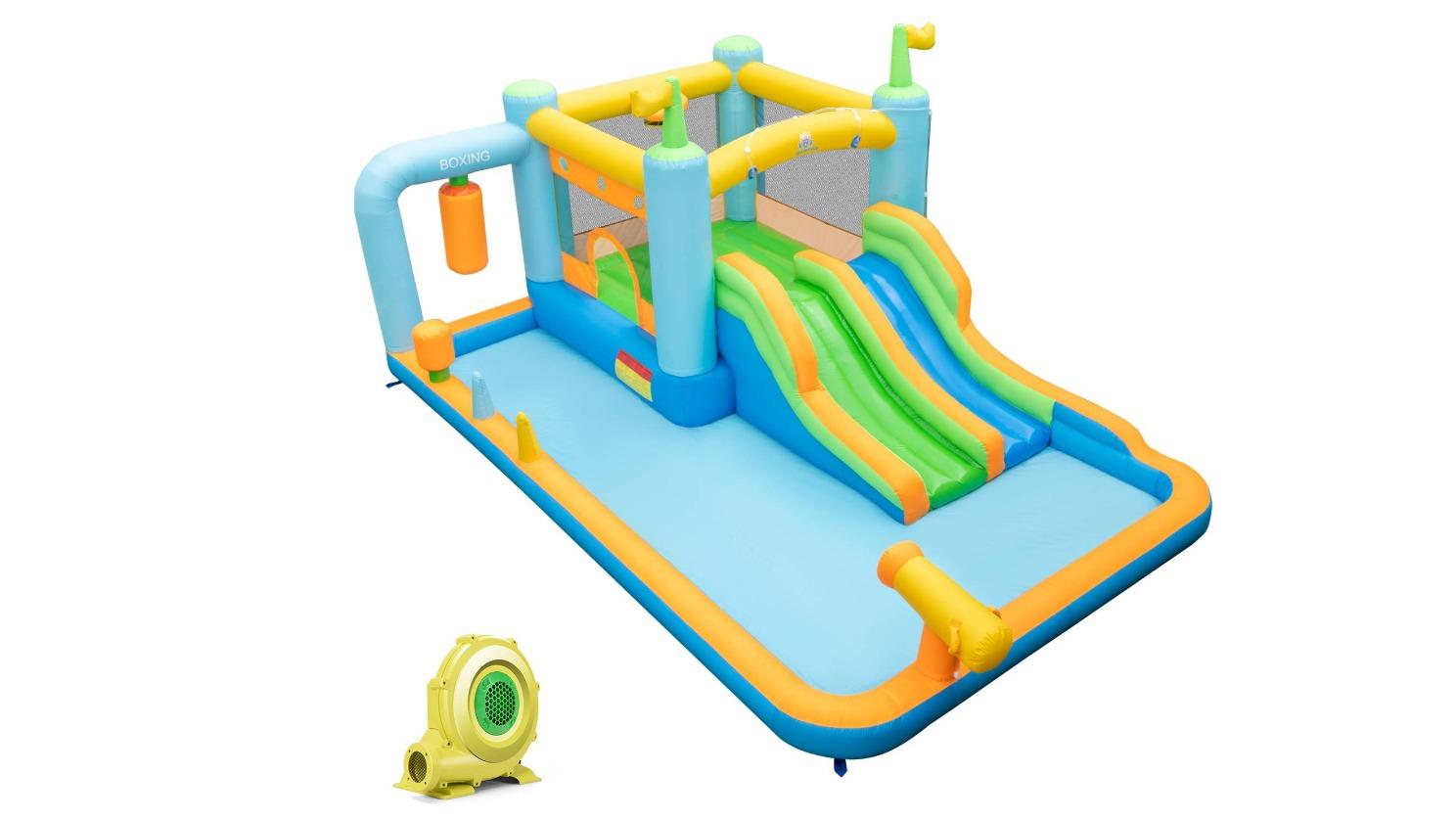 Costway Inflatable Jumping Castle Kids Water Slide Bounce House w/680W Blower & Carry Bag Indoor Outdoor
