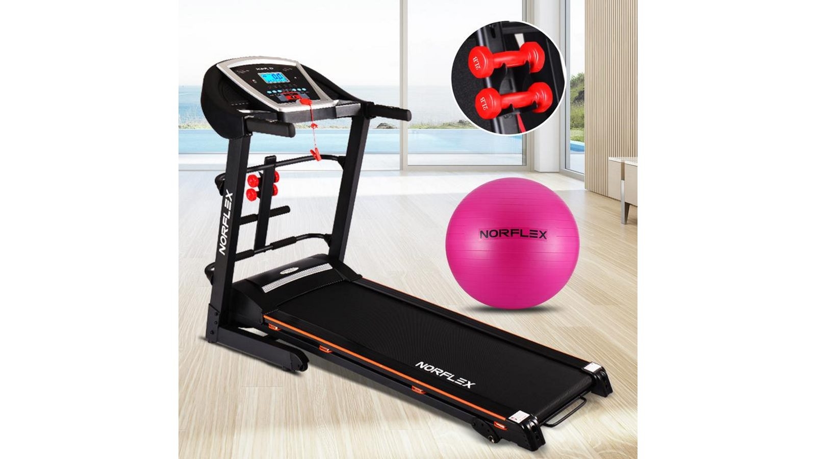 NORFLX Electric Treadmill Incline Home Gym Exercise Machine Fitness Equipment