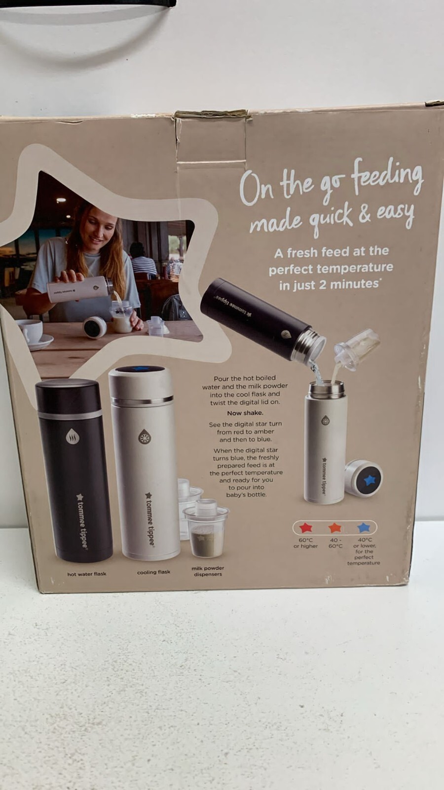 Tommee Tippee GoPrep Formula Feed Maker, Prepares The Perfect Formula Baby Bottle in 2 Minutes, Portable, Cool Flask With Led Digital Temperature Dis
