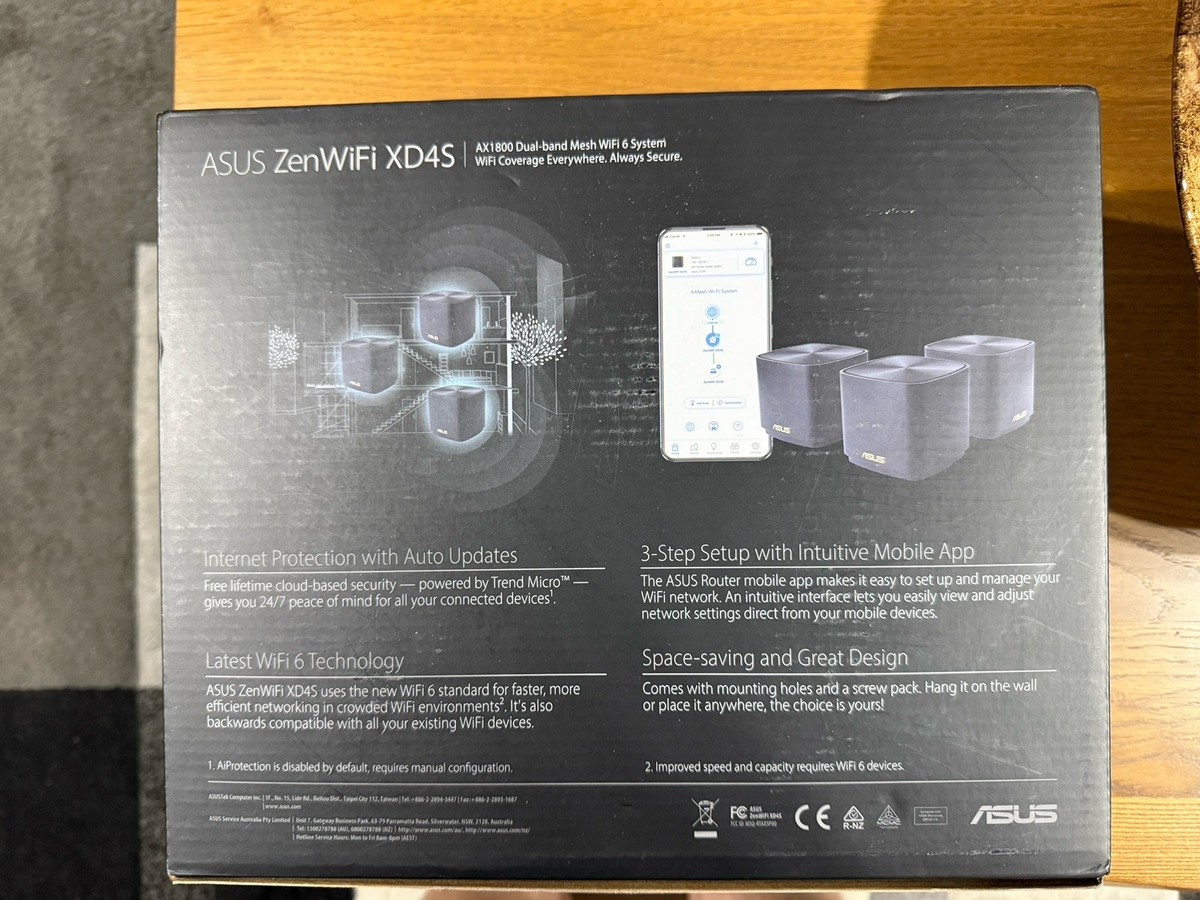 Asus ZenWiFi XD4S (AX1800) Dual-Band WiFi 6 Whole Home Mesh System - Black - 2 Pack Each Unit Includes 1x Gigabit Wan Port and 1x Gigabit LAN Port.