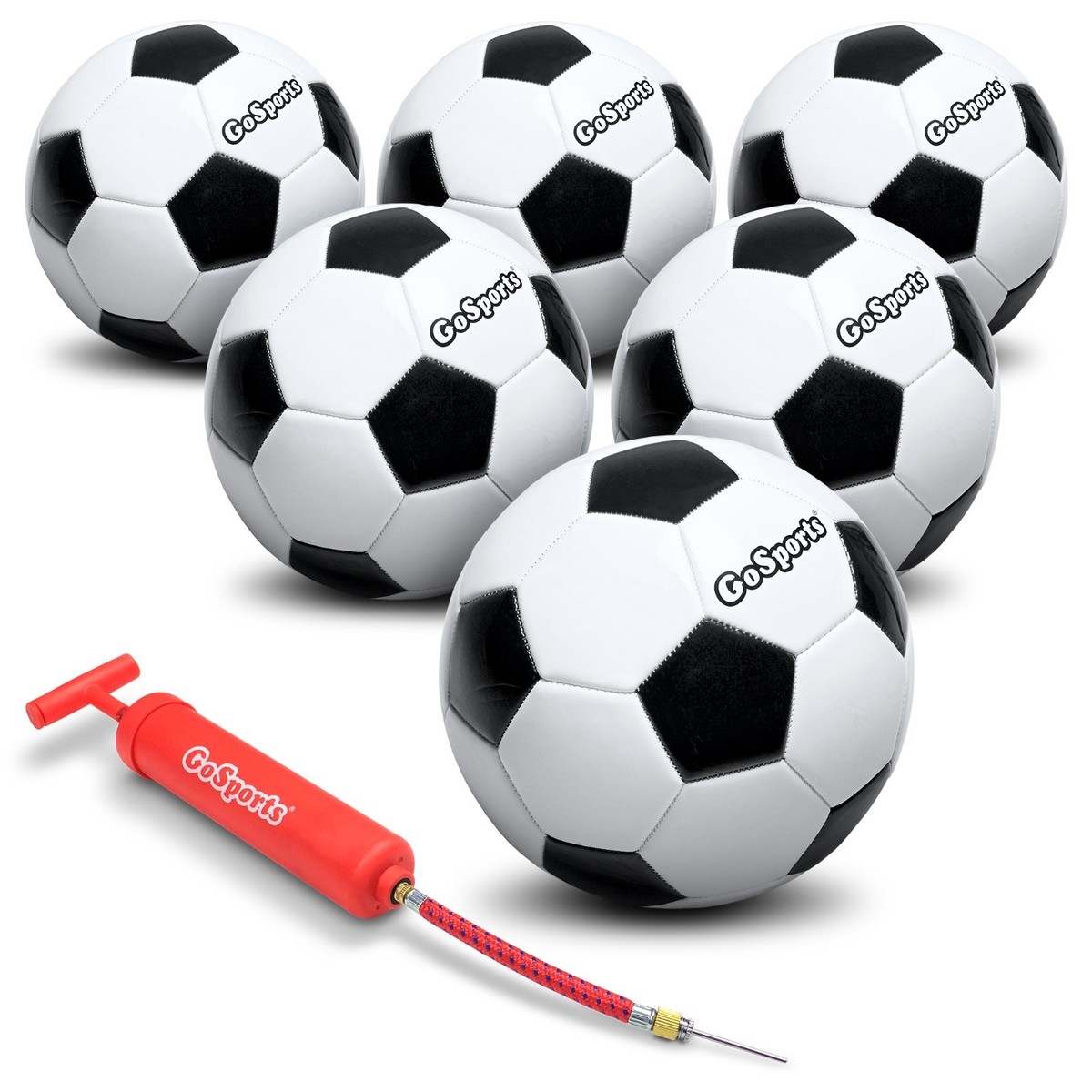 GoSports Classic Soccer Ball 6 Pack - Size 3 - with Premium Pump and Carrying Bag