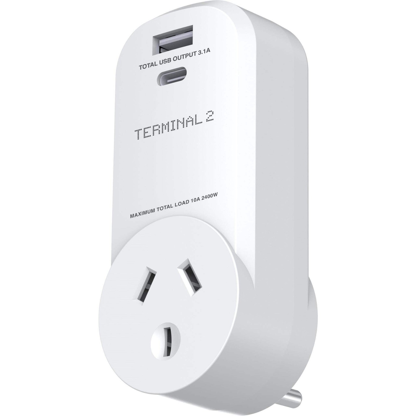 Terminal 2 OUTBOUND Travel Adaptor with 4 USB Ports For America, Canada & More