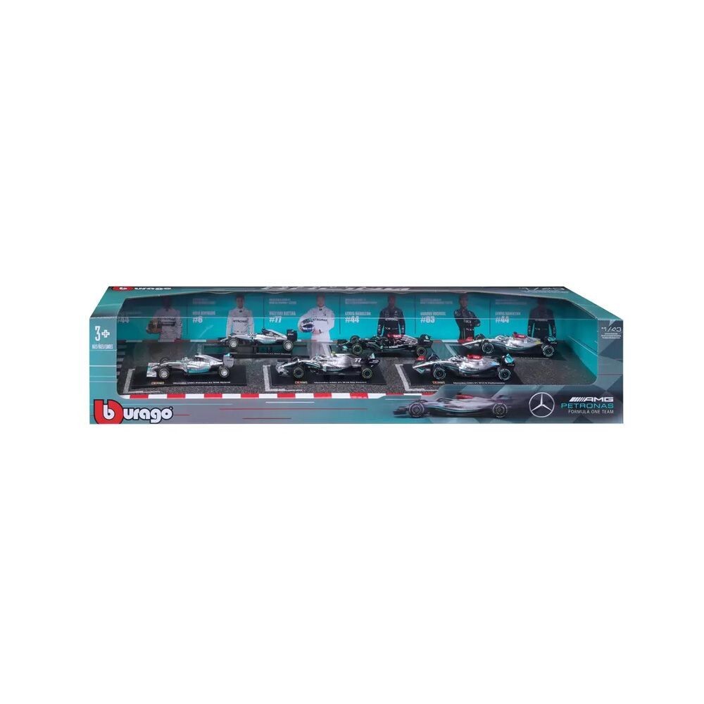 Bburago 1:43 Scale Mercedes AMG Formula 1 Team Diecast Racing Model 6 Car Set