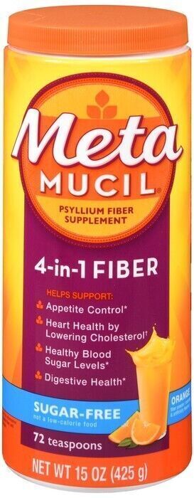 Smooth Metamucil Psyllium Fiber Supplement by Meta Orange Smooth Sugar Free Powder 23.3 oz 114 doses
