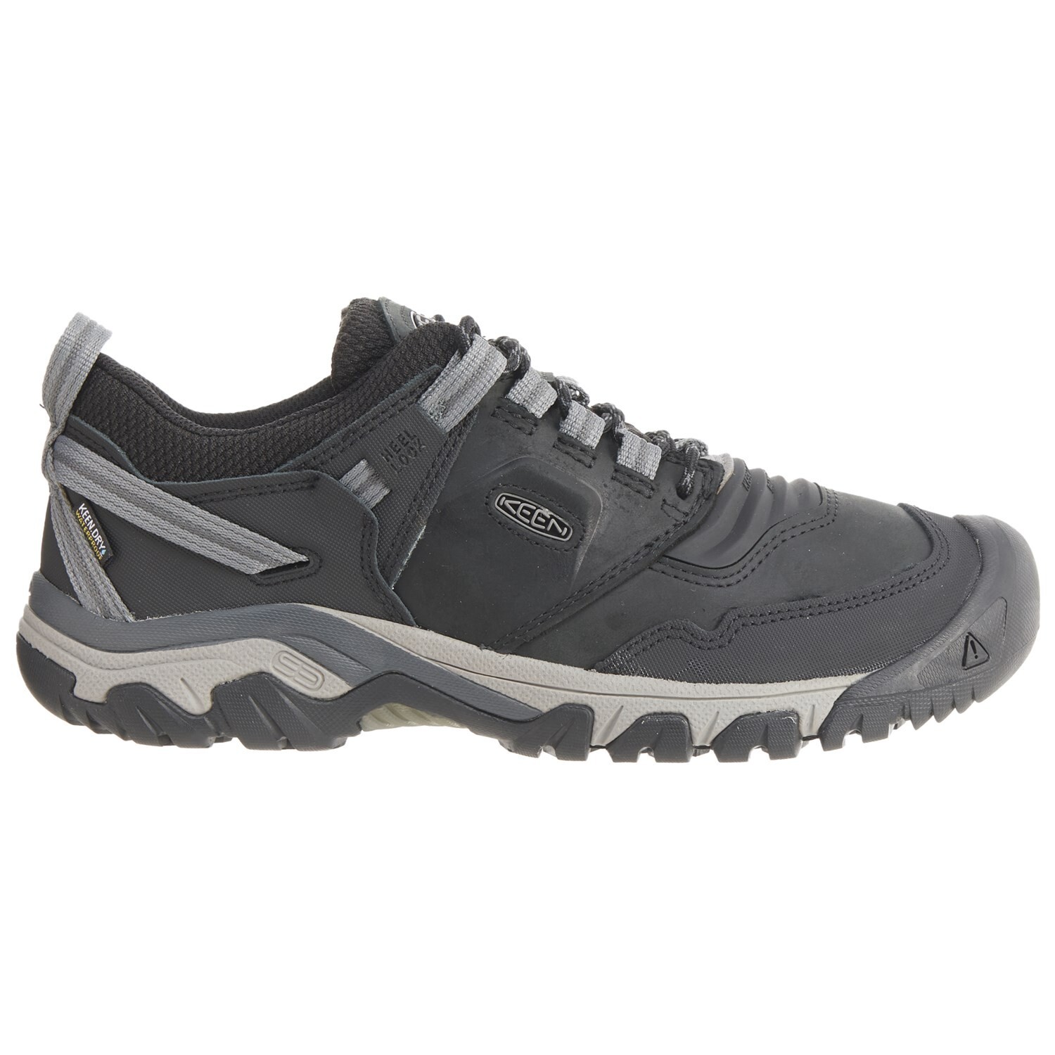 Keen Waterproof Men's Ridge Flex Hiking Shoes, 9.5 Black/Magnet