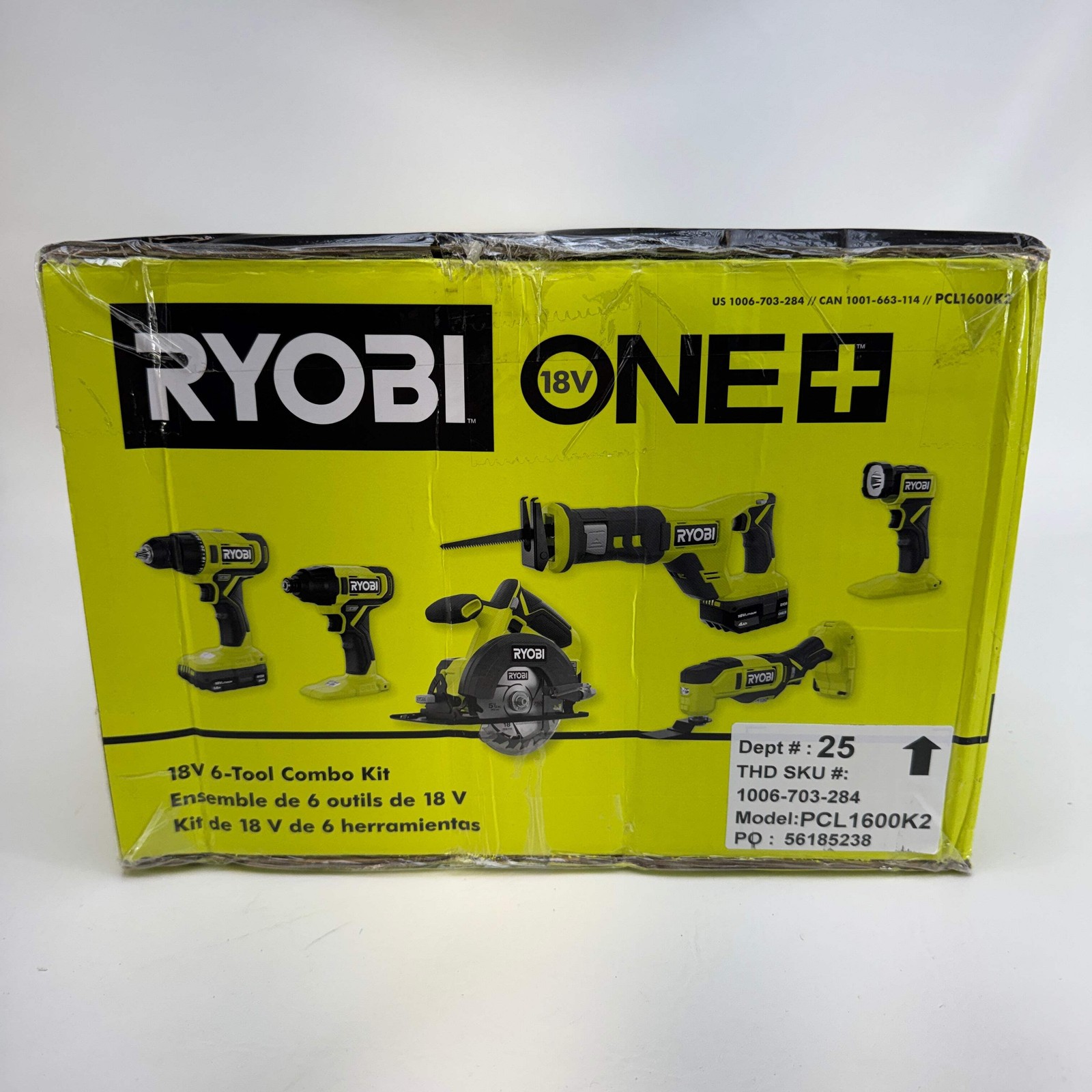 Ryobi ONE+ 18V Cordless 6-Tool Combo Kit with 1.5 Ah Battery, 4.0 Ah Battery, and Charger