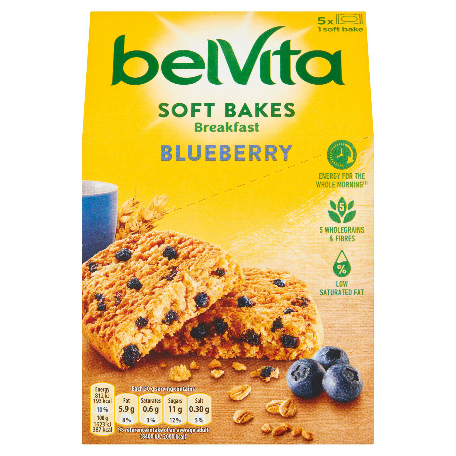 Belvita Breakfast Biscuits Soft Bakes Filled Blueberry, 250 G