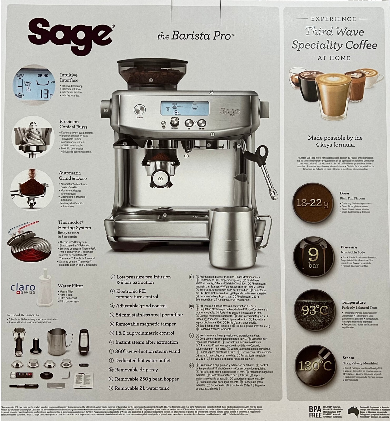 The Barista Pro - Espresso Machines - Brushed Stainless Steel - Sage