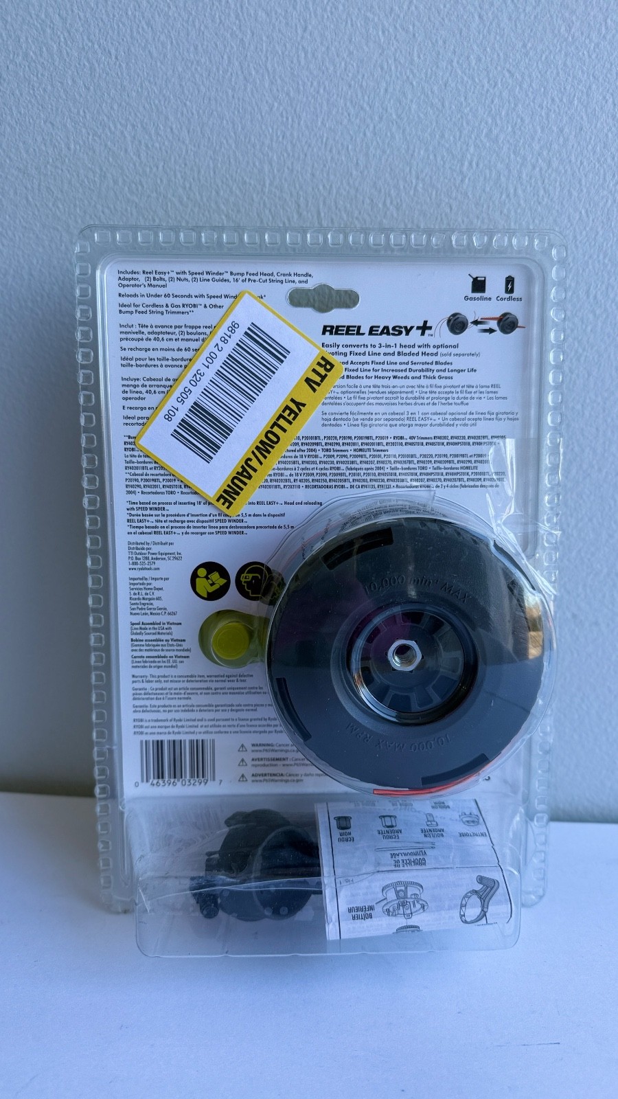Ryobi AC053N1BFH Reel Easy+ Bump Feed String Head with Speed Winder