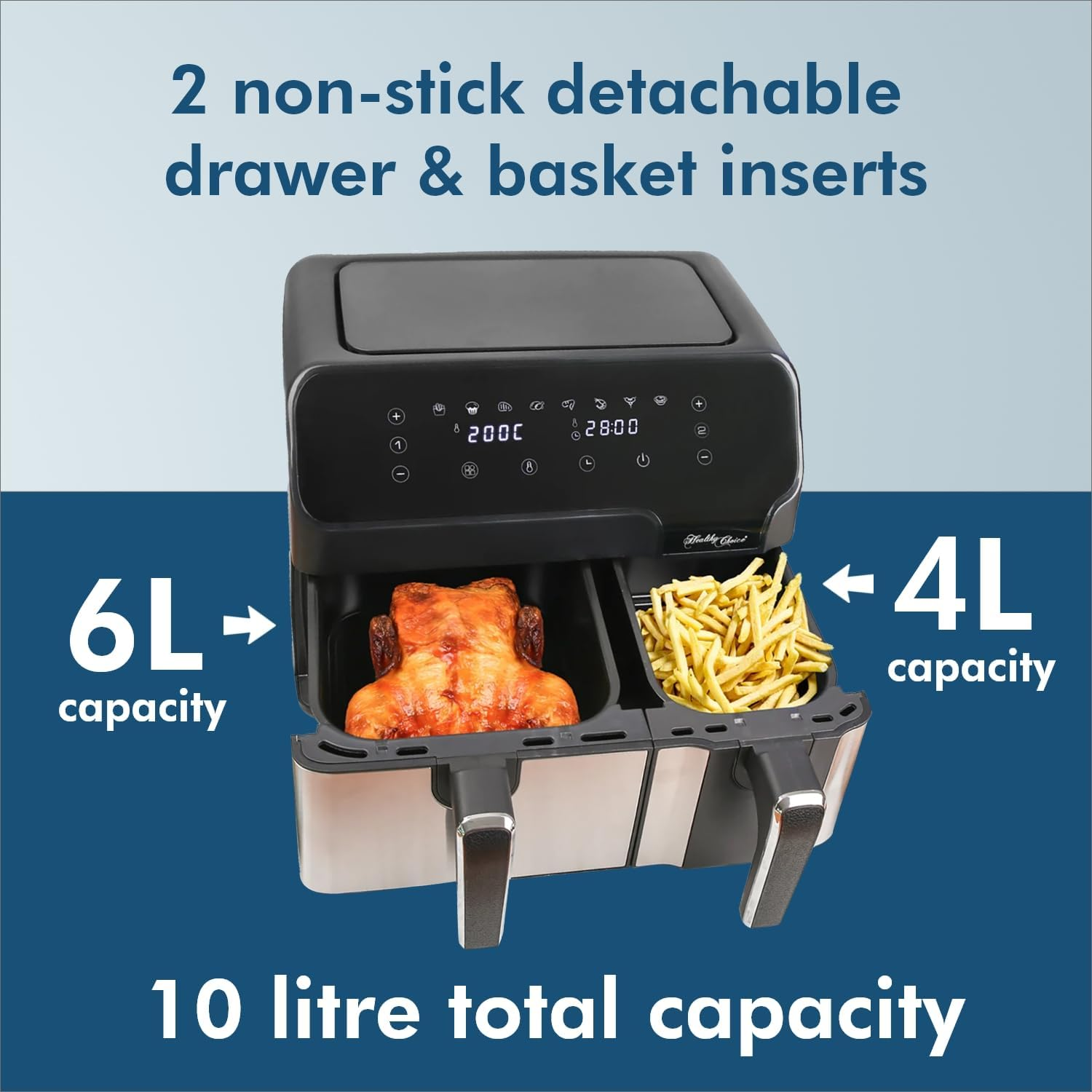 Healthy Choice 10L Digital Dual-Zone Air Fryer
