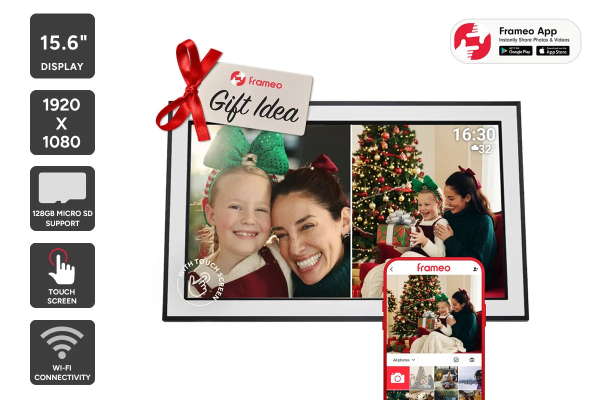 Kogan 15.6" Wi-Fi Digital Photo Frame with Frameo App (Black), Digital Photo