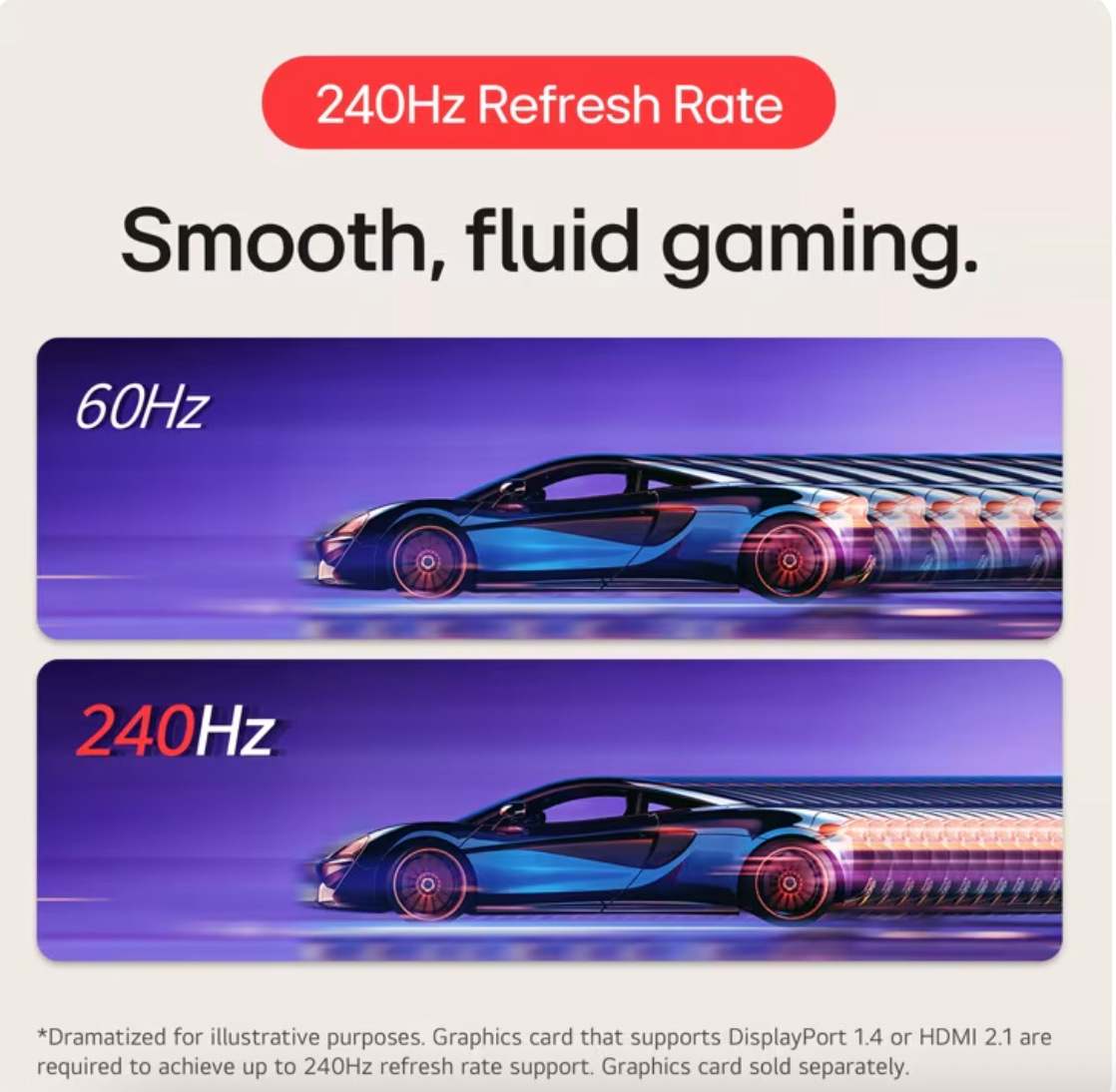 LG 27" UltraGear QHD 1ms 240Hz Gaming Monitor with NVIDIA G-Sync Compatible
