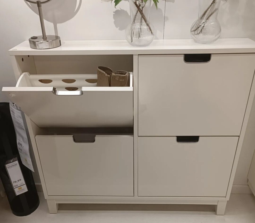 IKEA - STÄLL Shoe Cabinet with 4 Compartments, White 96x17x90 cm