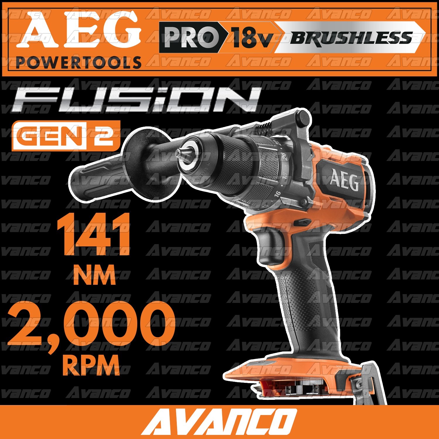 AEG 18V Fusion Heavy Duty Hammer Drill - BSB18BL-0