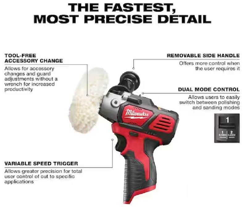 Milwaukee 2438-22X M12 Variable Speed Polisher/Sander Kit