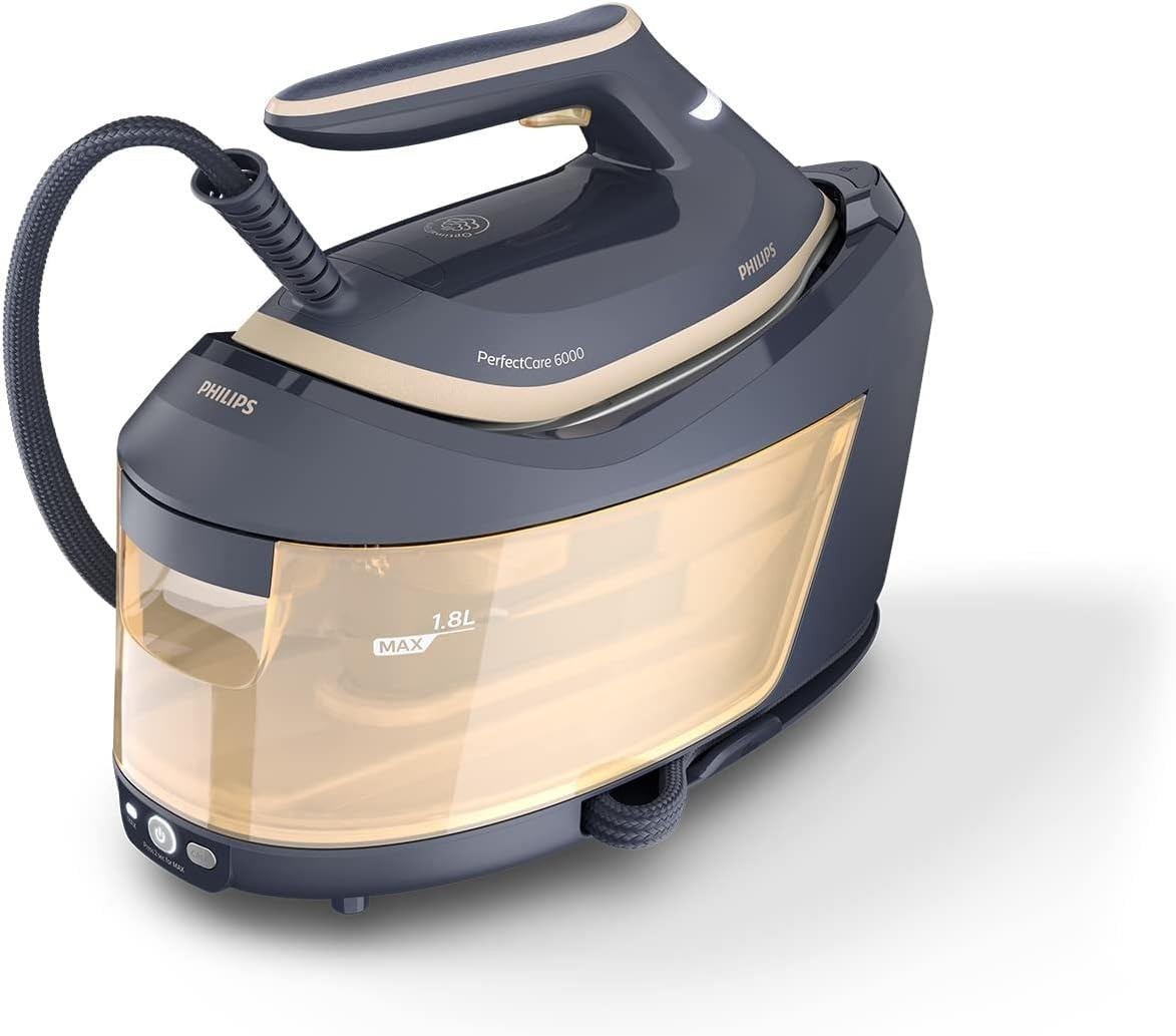 Philips PerfectCare Serie 6000 Steam Generator, 2400 W, 600g Steam Flow, 8 Bar Pressure, No Burns with OptimalTEMP Technology, 1.8L Tank, Black
