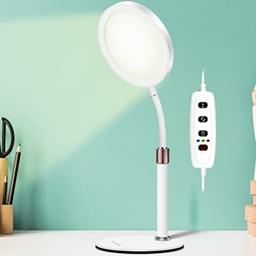 Sunlamlux Light Therapy Lamp, UV-Free 10000 Lux Therapy Light with 3 Color Temperature Modes & Adjustable Brightness & Timer, Happy Therapy Lamp for
