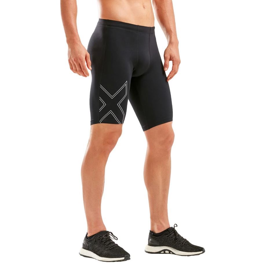 2XU Mens Aspire Compression Shorts Black / Silver XXL