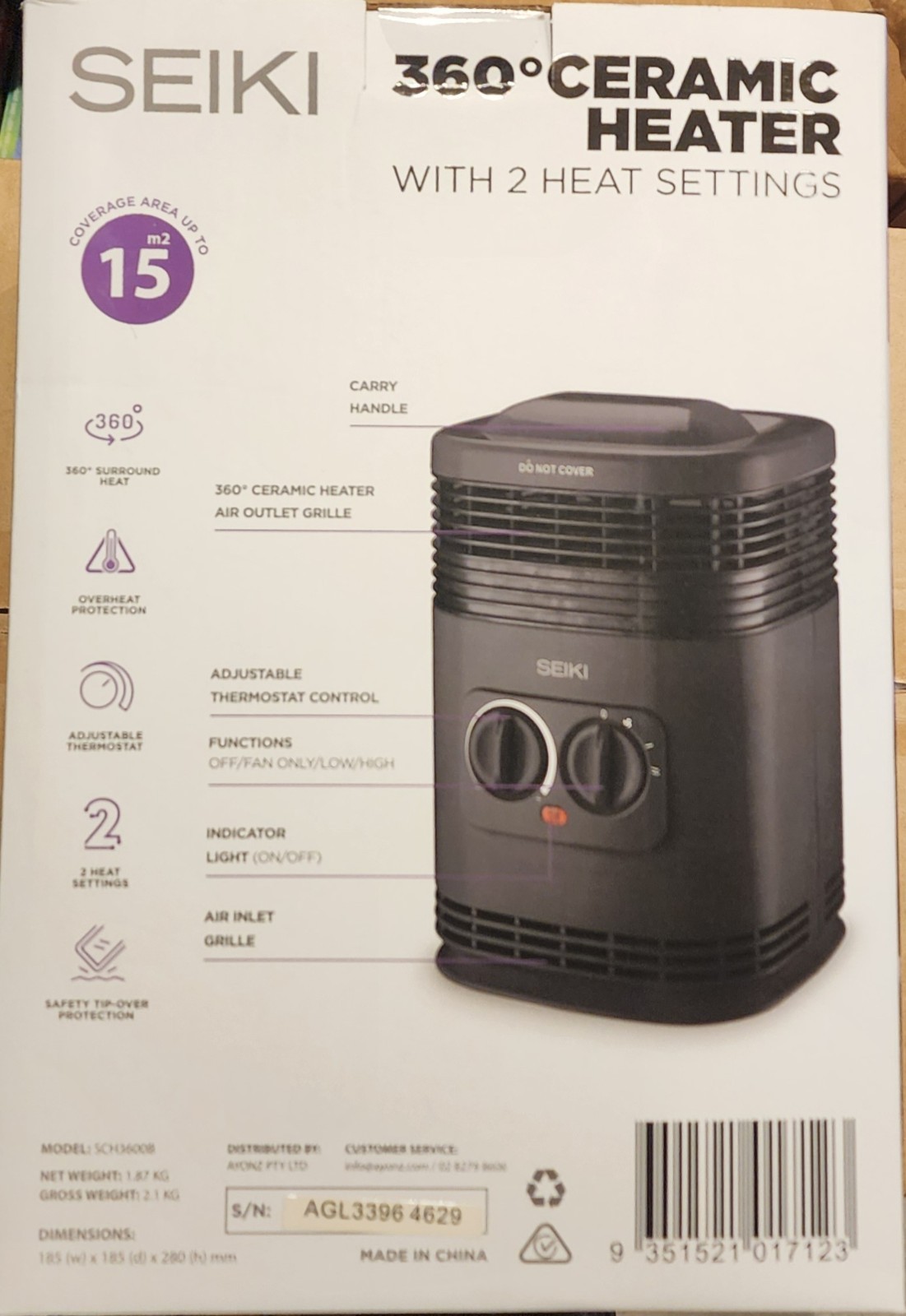 Seiki 1500 Watt 360 Degree Ceramic Heater