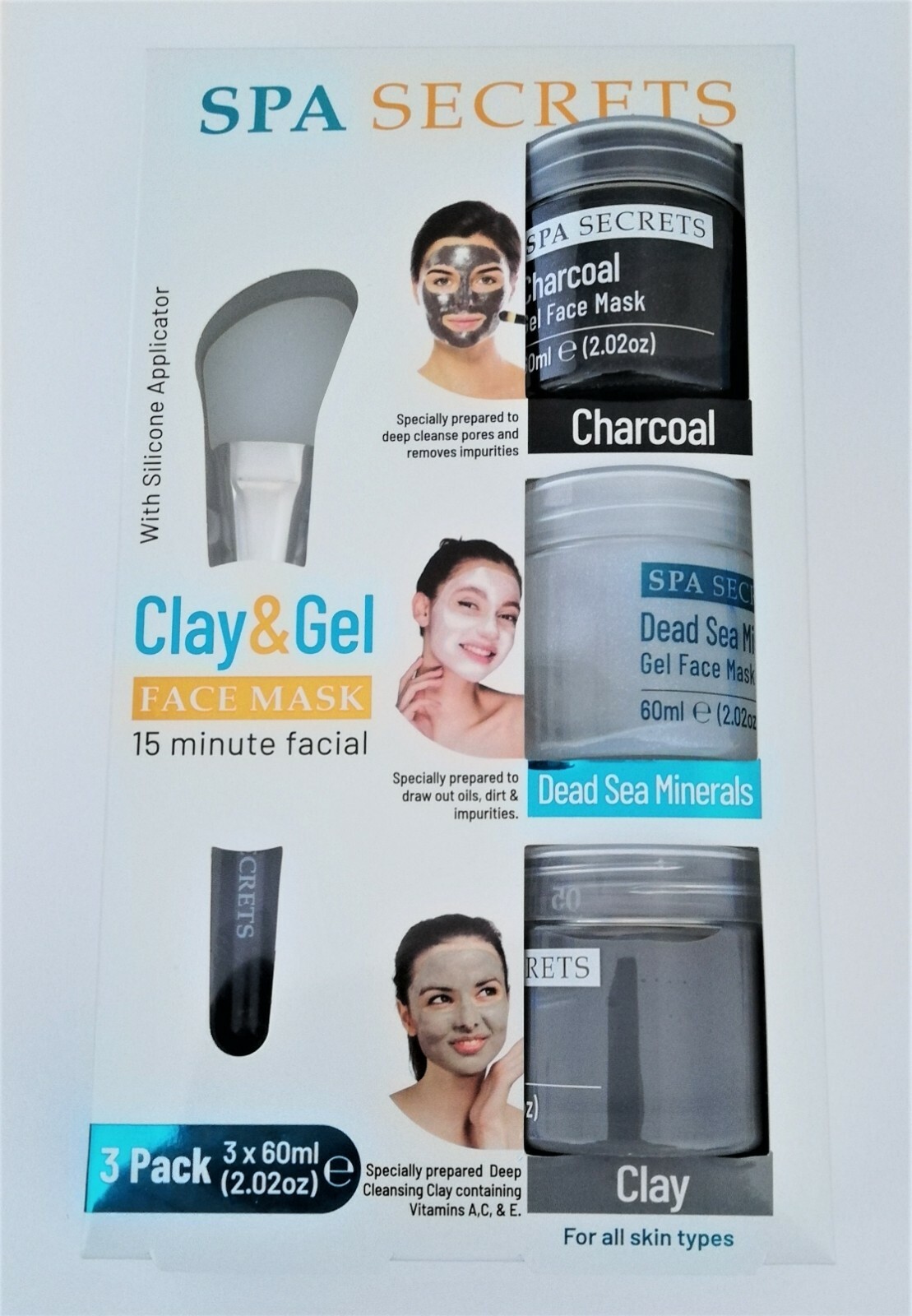 Spa Secrets Clay & Gel Charcoal Dead Sea Minerals Face Mask Set