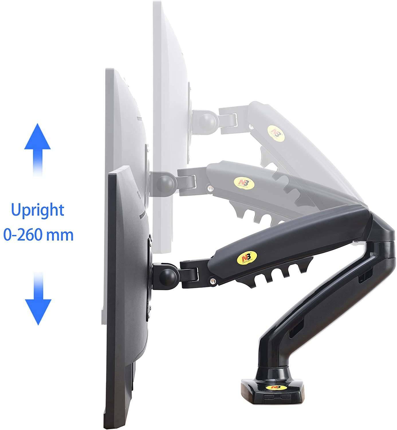 NB North Bayou Gas Strut Monitor Mount F80, Desk Mount Stand Full Motion Swivel Monitor Arm For 17"-30''