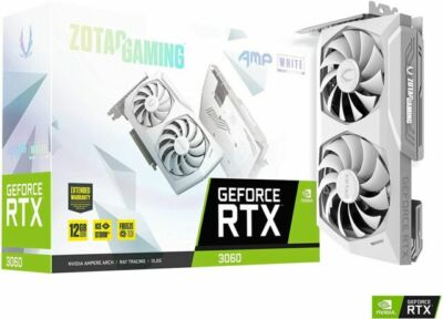 ZOTAC Gaming GeForce RTX 3060 Amp White Edition 12GB GDDR6 192-bit 15 Gbps PCIe 4.0 Gaming Graphics Card, IceStorm 2.0 Cooling, Active Fan Control, F