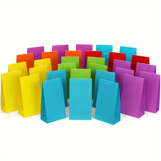 30/60pcs Paper Party Favor Gift Bags 5x2.95x9.45 Inches/12.7x7.5x24cm Assorted Rainbow Colors Bags For Party, Wedding, Baby Shower, Birthday, Small Gift Bags Snack Bags