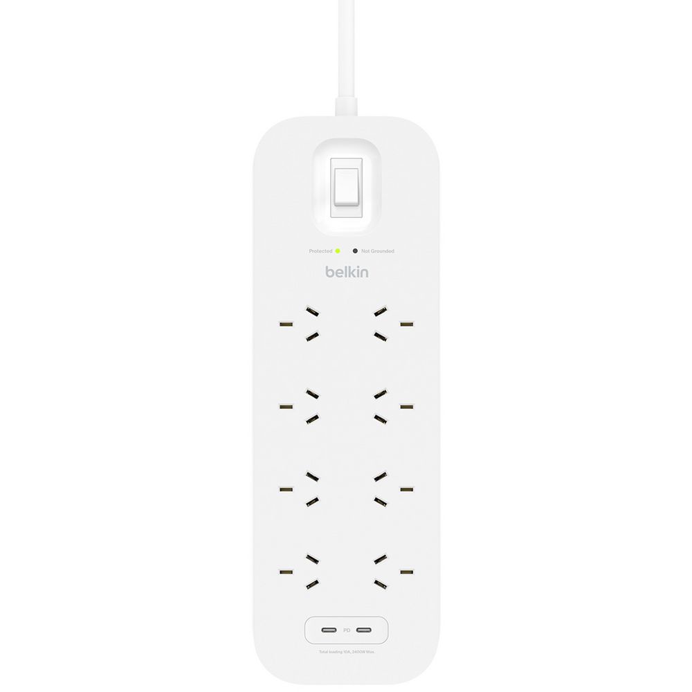 Belkin SurgePro 8 Outlet Surge Protected Powerboard With Dual USB-C