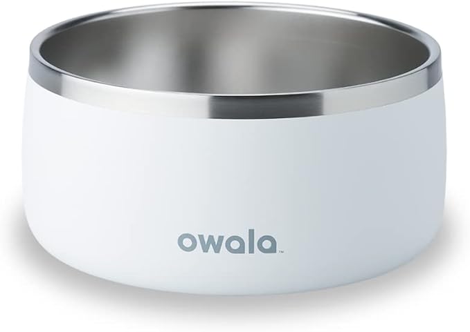 Owala Stainless Steel Pet Bowl 24oz or 48oz, Shy Marshmallow (White) 48oz (1.419L)