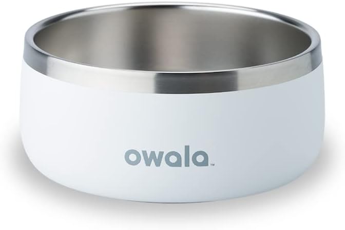 Owala Stainless Steel Pet Bowl 24oz or 48oz, Shy Marshmallow (White) 24oz (709ml)