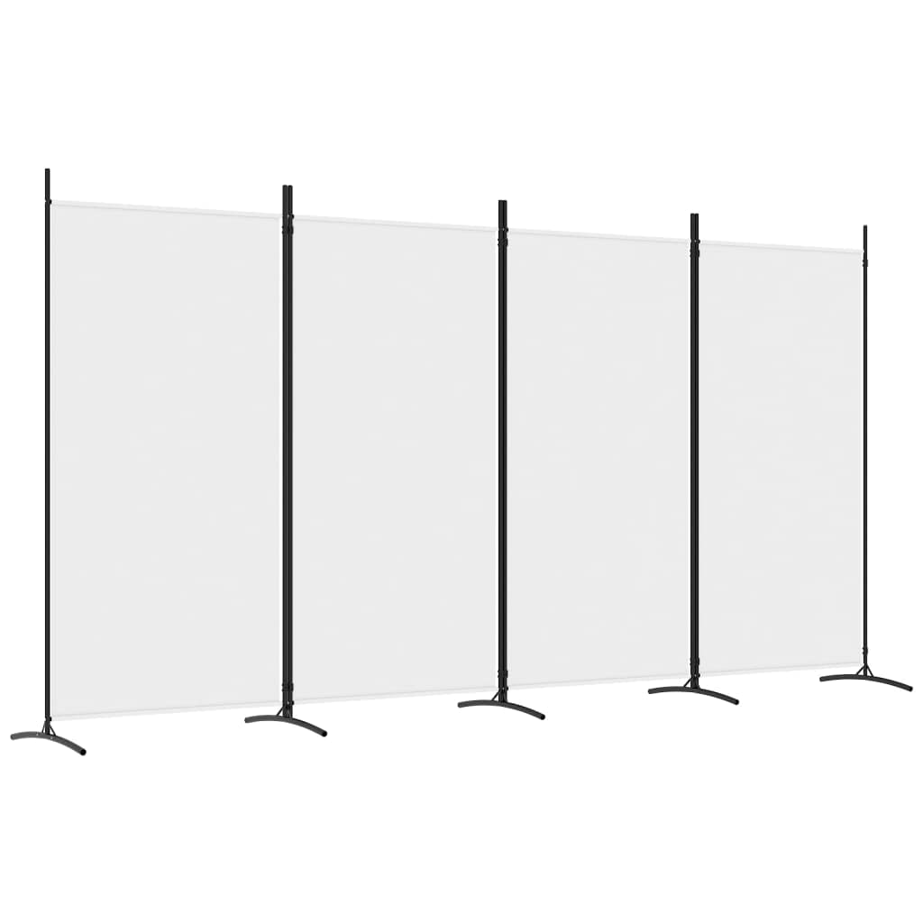 vidaXL 4-Panel Room Divider White 346×180 cm Fabric