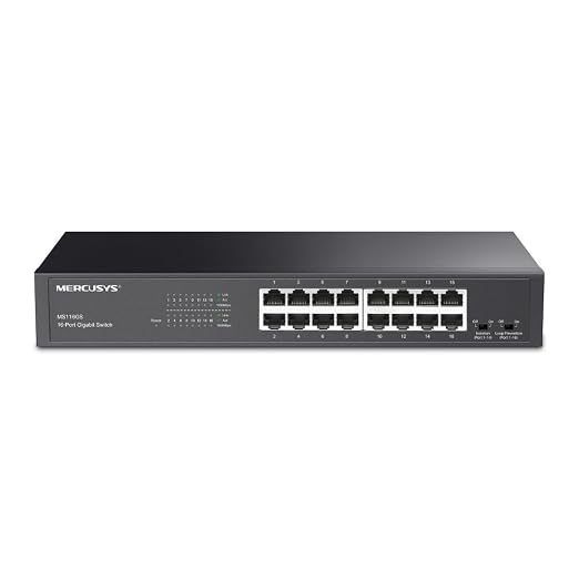 Mercusys 16-Port Gigabit Desktop/Rackmount Switch, Full Gigabit Ports, Auto-Negotiation, Auto-MDI/MDIX Supports, Loop Prevention, Isolation Mode, 
