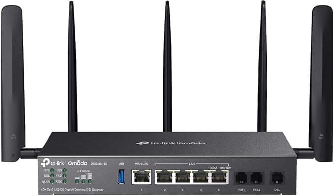 TP-Link DR3650v-4G Omada 4G+ Cat6 AX3000 Wi-Fi 6 Gigabit Desktop DSL Gateway