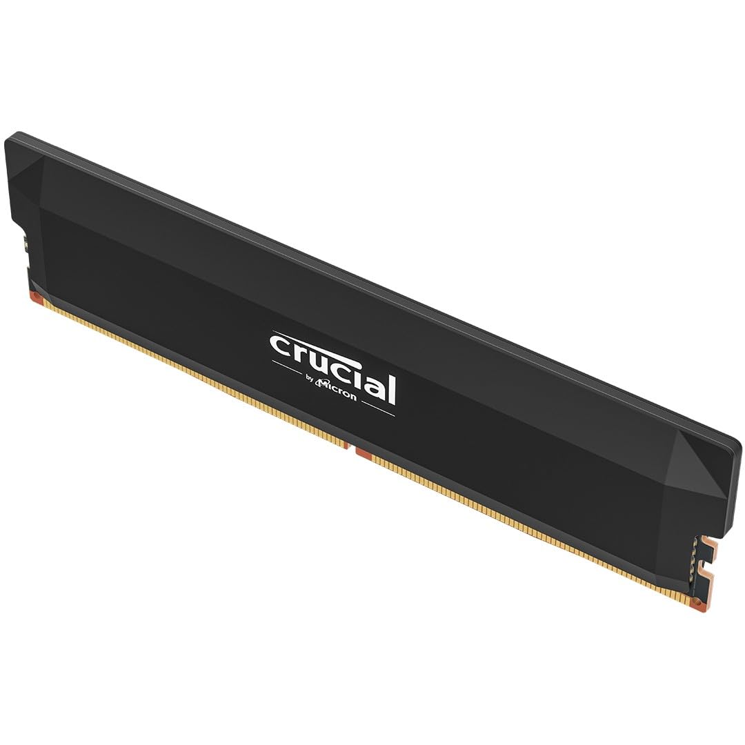 Crucial Pro 32GB (2x16GB) DDR5 UDIMM 6400MHz CL38 Black Heat Spreader Support Intel XMP AMD Ryzen for Desktop PC Gaming Memory CP2K16G64C38U5B