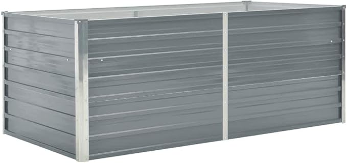 vidaXL - Raised Garden Bed Galvanised Steel - Grey - 160x80x45 cm