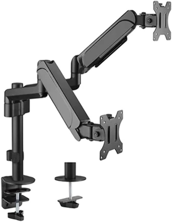 Brateck Dual Monitors Pole-Mounted Gas Spring Monitor Arm Fit Most 17'-32' Monitors Up to 9kg per Screen